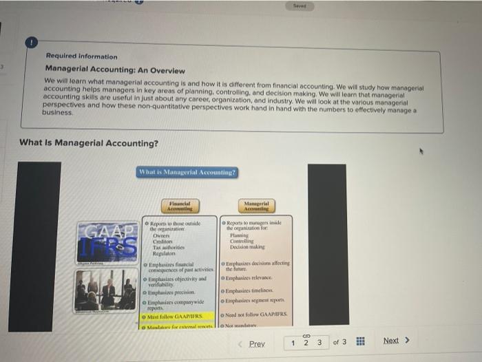 Solved saved Required information Managerial Accounting: An | Chegg.com