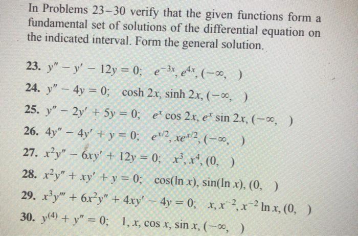 Solved In Problems 23-30 verify that the given functions | Chegg.com