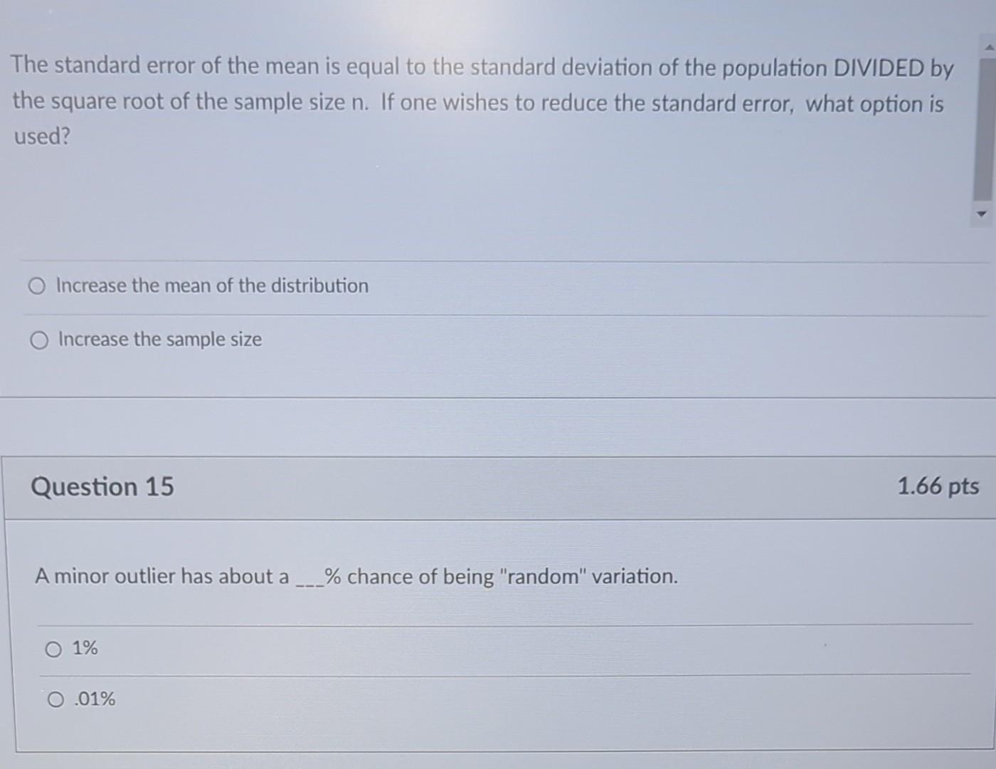 Solved The standard error of the mean is equal to the | Chegg.com