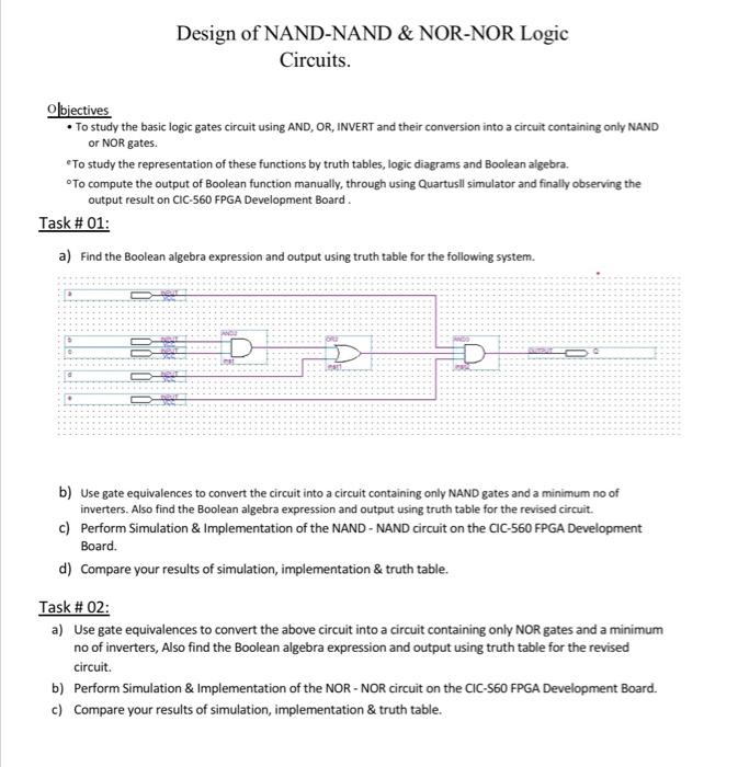 Design of NAND-NAND & NOR-NOR Logic Circuits. | Chegg.com