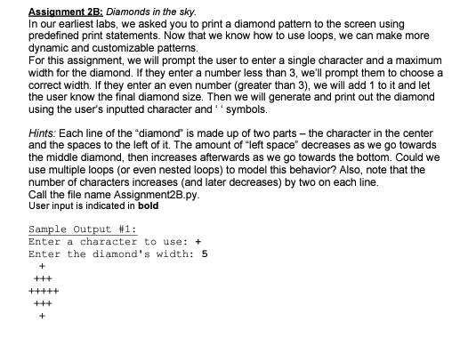 Python codeAssignment 2B; Diamonds in the sky.In our | Chegg.com