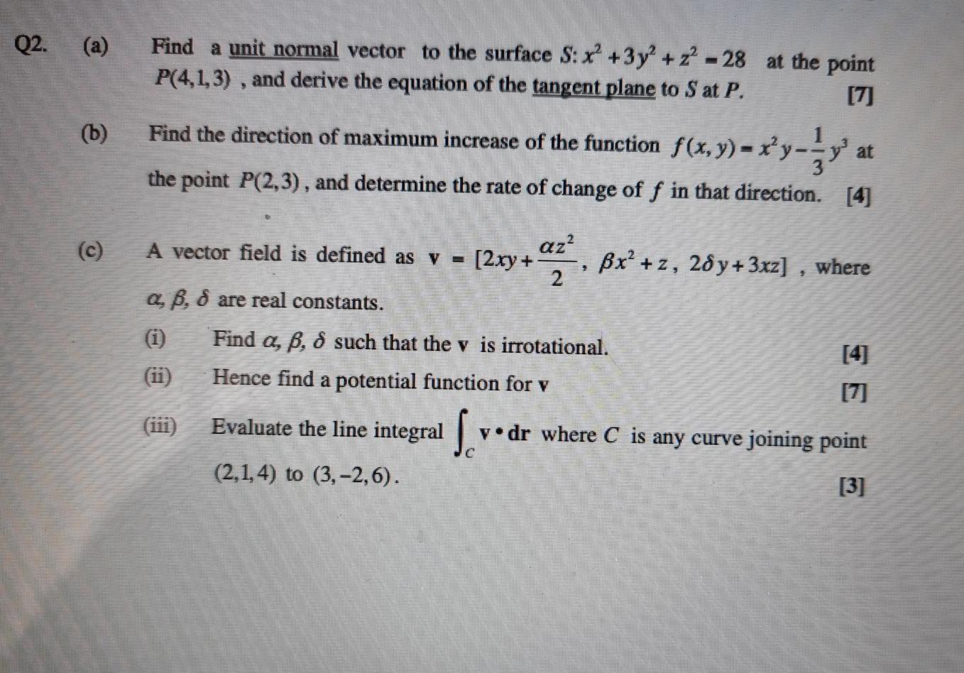 Solved Q2. (a) Find a unit normal vector to the surface S: | Chegg.com