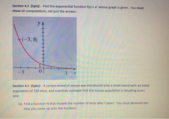 Solved Section 4.1 (Spts): Find the exponential function | Chegg.com