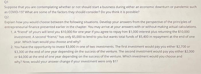 Solved Q1 Suppose That You Are Contemplating Whether Or Not | Chegg.com