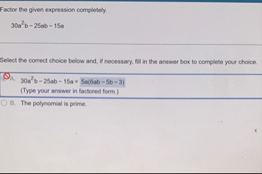 Solved Factor the given expression | Chegg.com