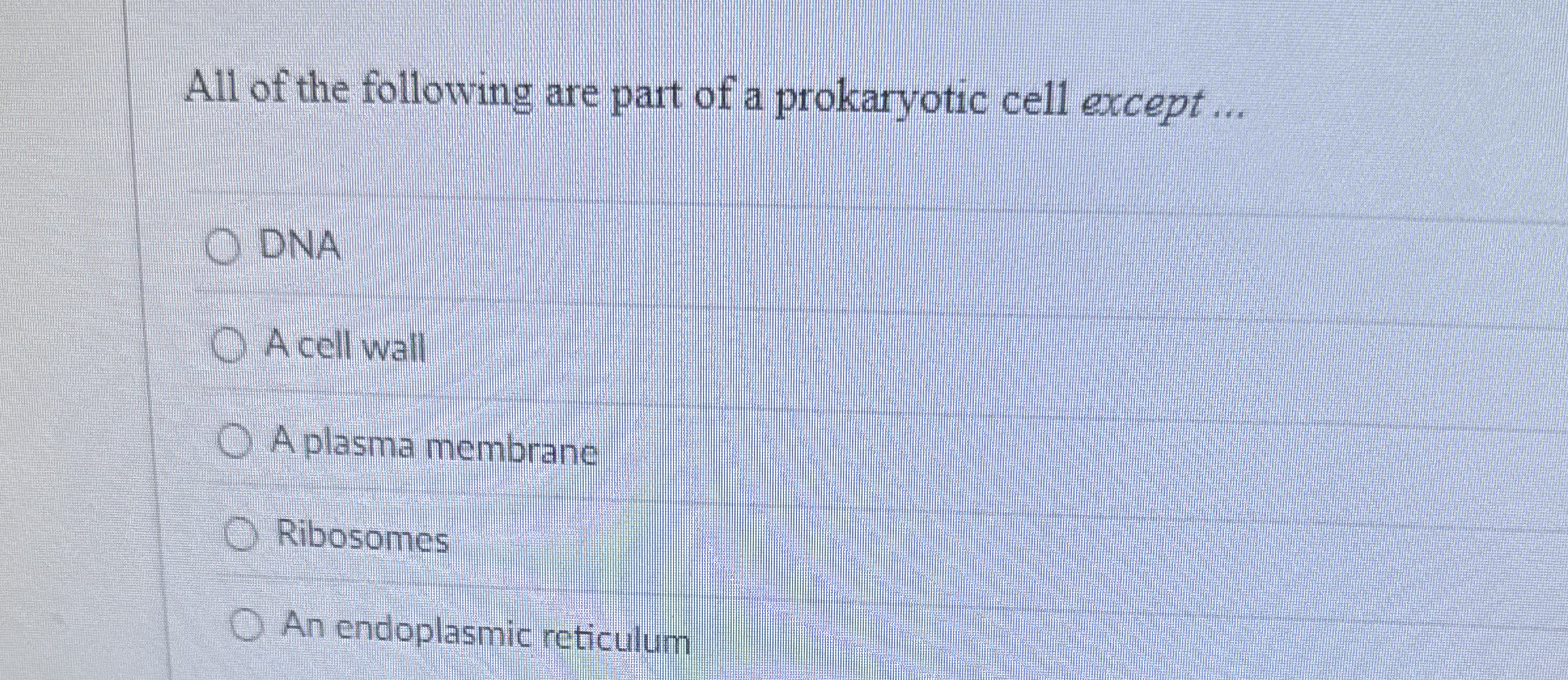 Solved All of the following are part of a prokaryotic cell