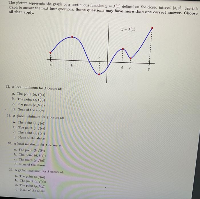 Solved The picture represents the graph of a continuous | Chegg.com