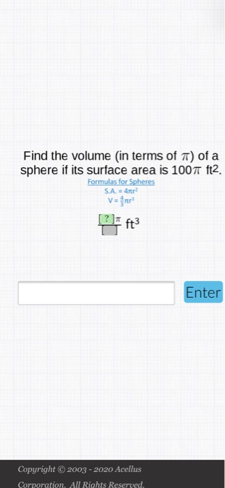 Solved Find the volume (in terms of t) of a sphere if its | Chegg.com