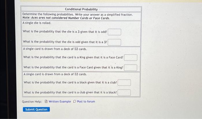 Solved Conditional Probability Determine The Following | Chegg.com