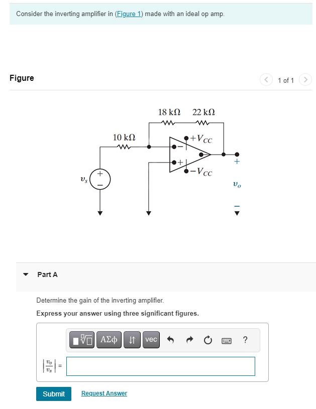 Solved Consider The Inverting Amplifier In (Figure 1) ﻿made | Chegg.com