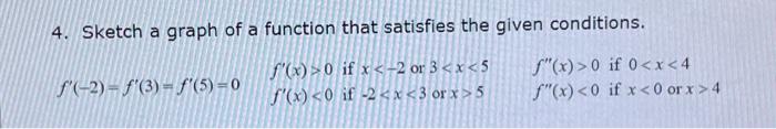 Solved 4. Sketch a graph of a function that satisfies the | Chegg.com
