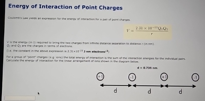 Point Charge Interactions Graph Solved Energy of Interaction of Point ChargesCoulomb's Law | Chegg.com