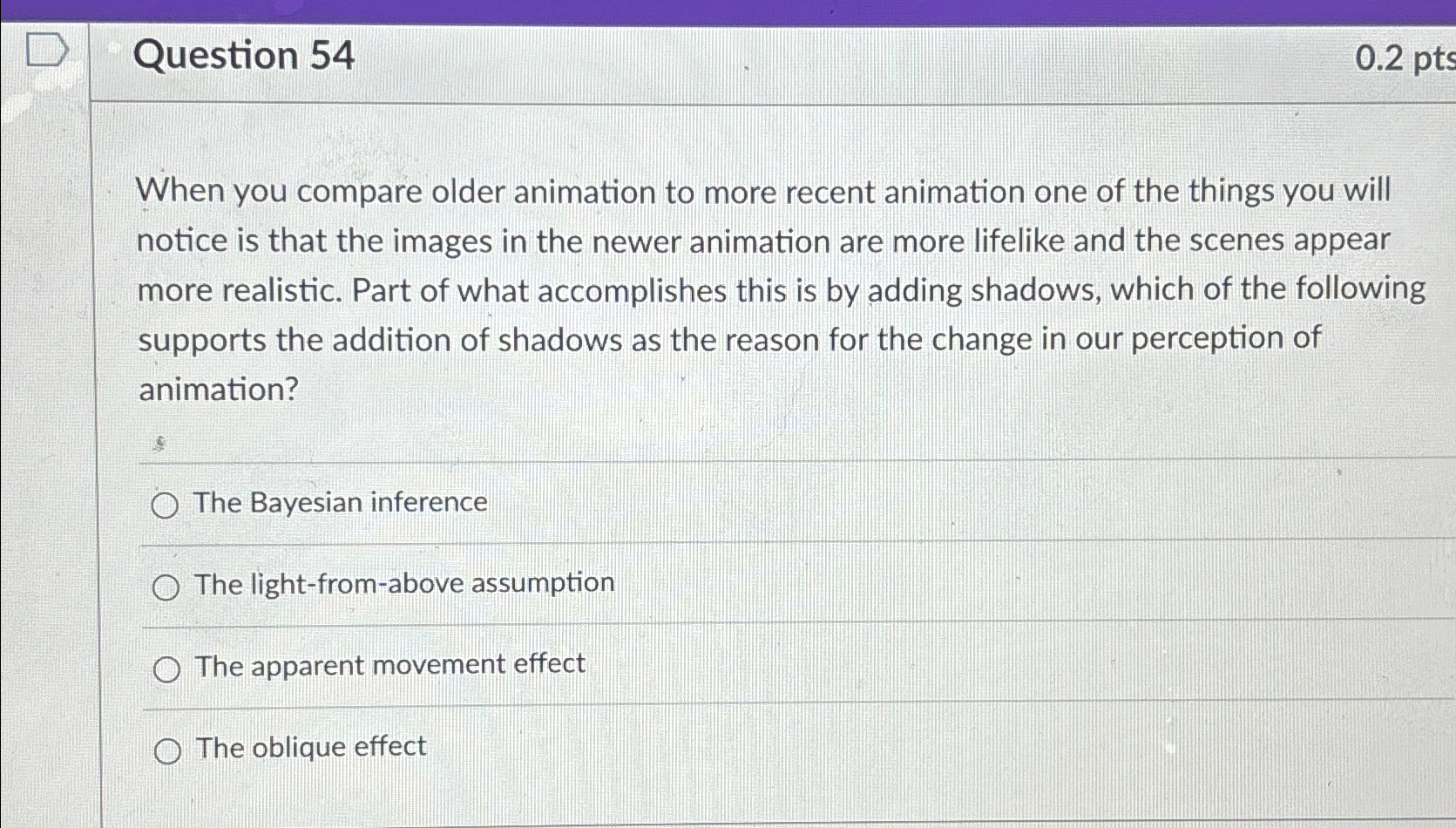Solved Question 540.2ptsWhen you compare older animation to | Chegg.com
