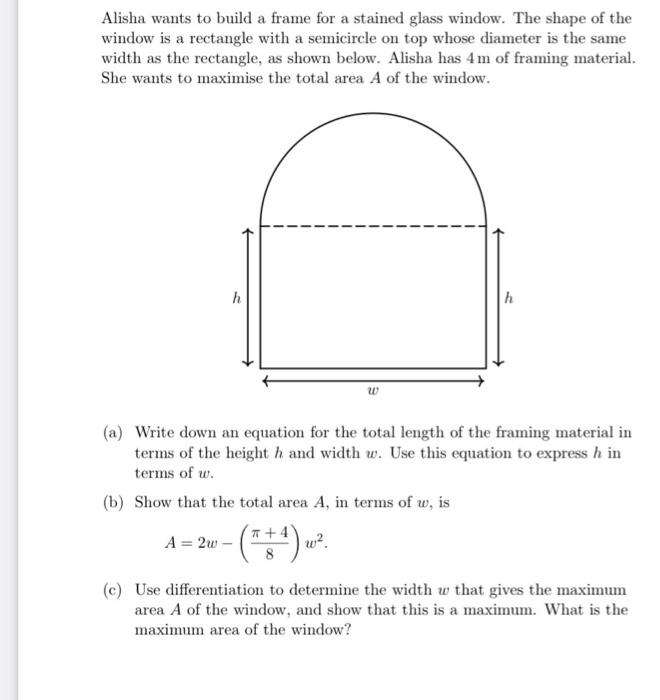 Solved Alisha wants to build a frame for a stained glass