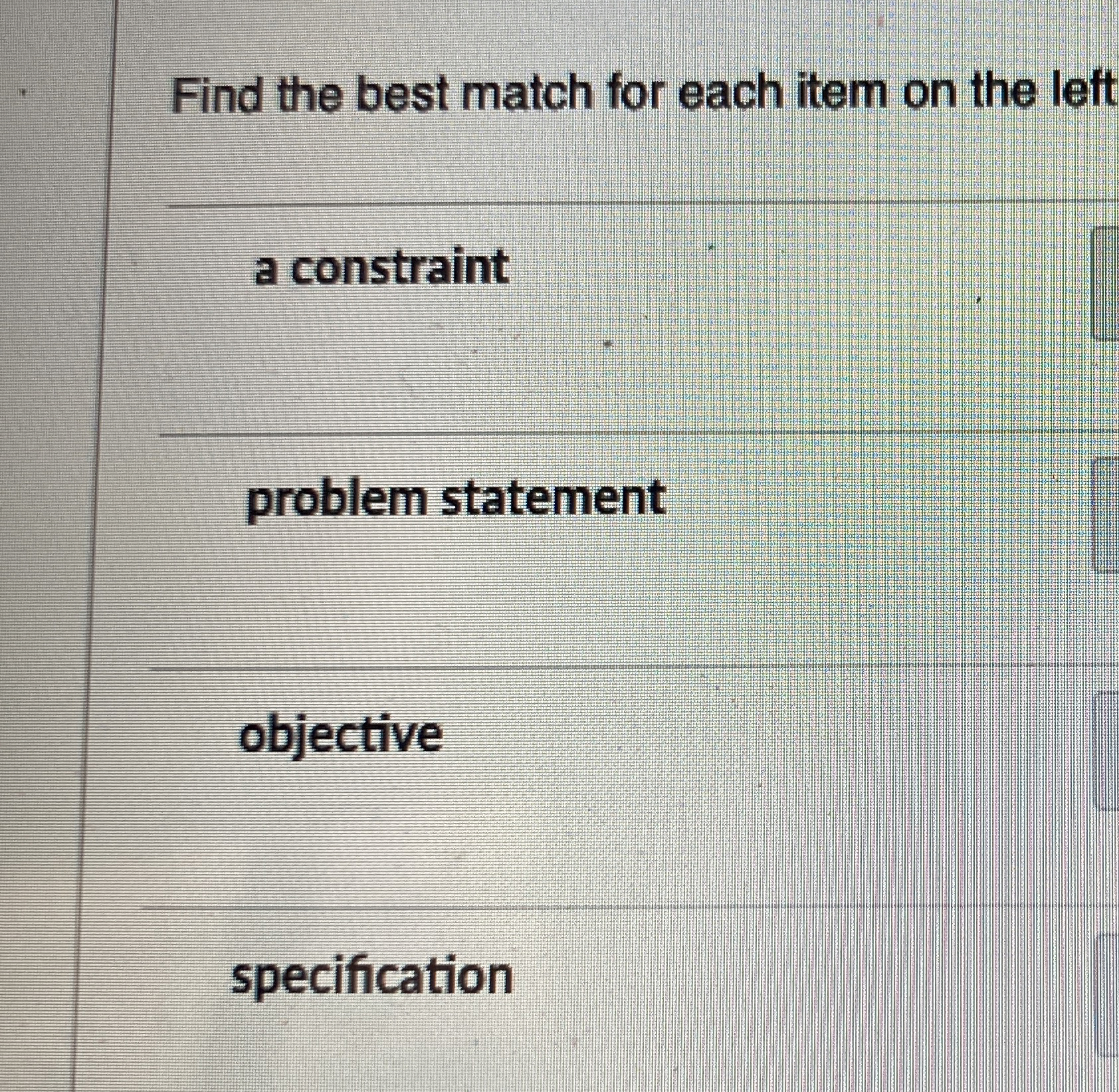 Solved Find the best match for each item on the lefta | Chegg.com