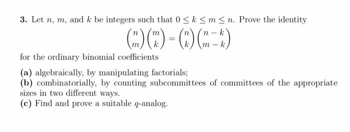 Solved M K 3 Let N M And K Be Integers Chegg Com