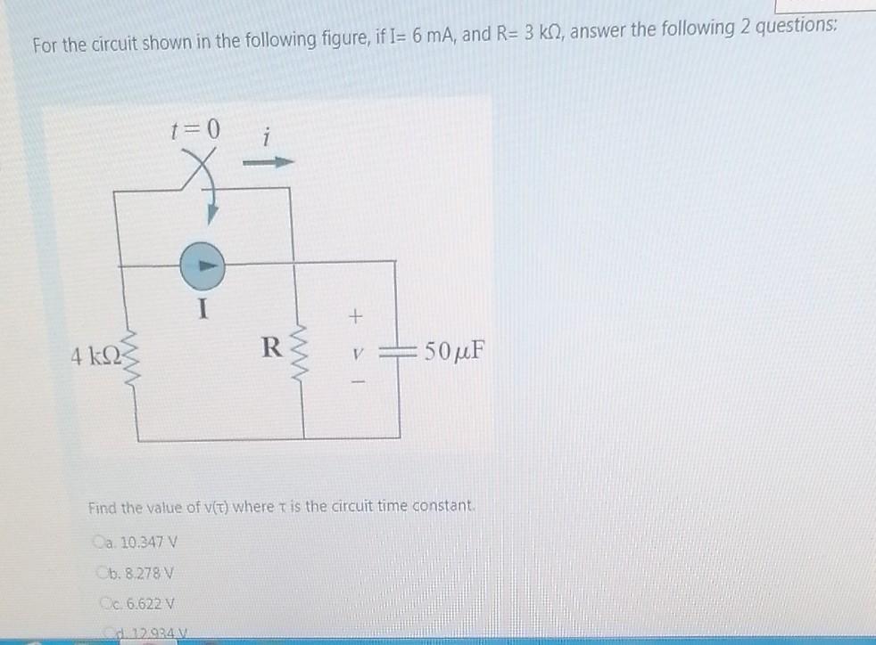 Solved For the circuit shown in the following figure, if I= | Chegg.com