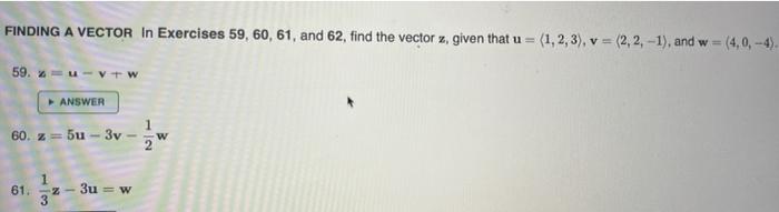 Solved FINDING A VECTOR In Exercises 59, 60, 61, and 62, | Chegg.com