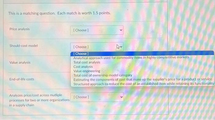 Solved This is a matching question. Each match is worth 1.5 | Chegg.com