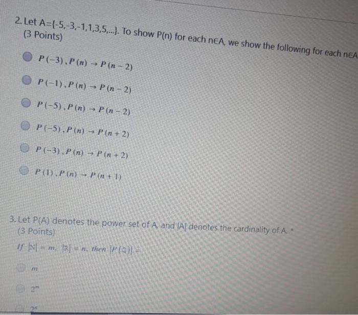 Solved 2. Let A=(-5,-3,-1,1,3,5.. To Show P(n) For Each NEA, | Chegg.com