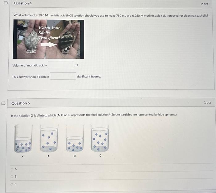 Solved What volume of a 10.0M muriatic acid (HCl) solution