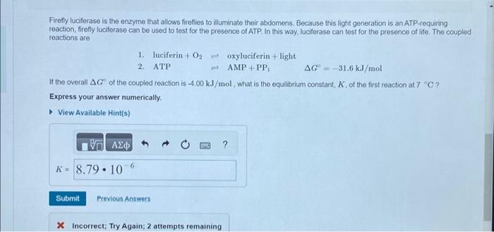 Solved Firefly luciferase is the enzyme that allows Chegg com