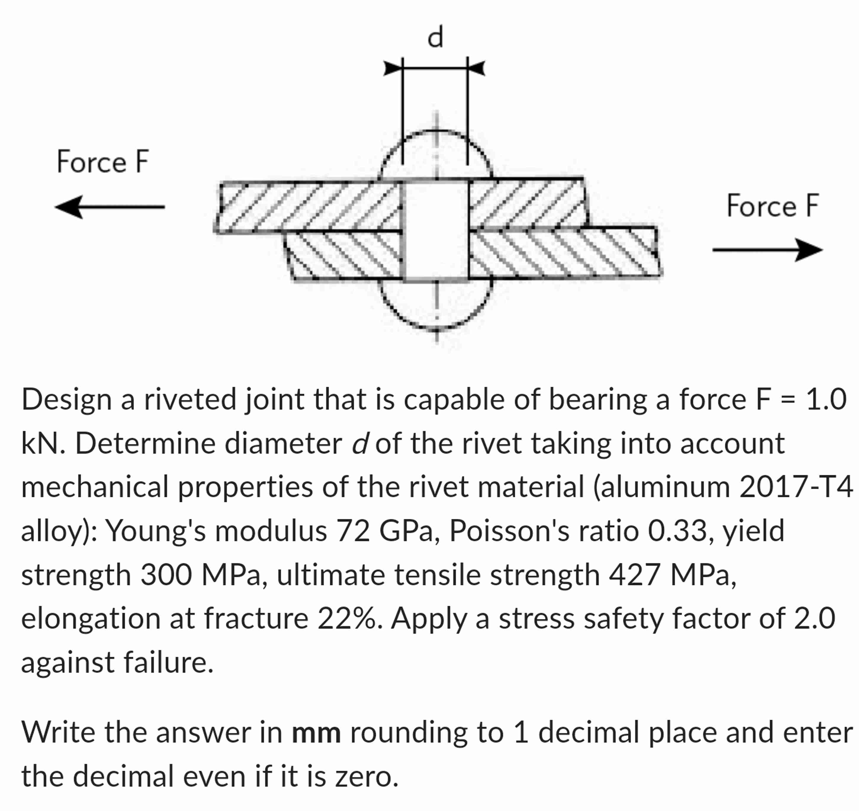 Solved Design a riveted joint that is capable of bearing a | Chegg.com