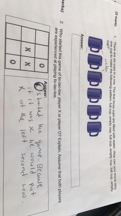 Solved (2 mark) 1. There are six cups in a row. The first | Chegg.com