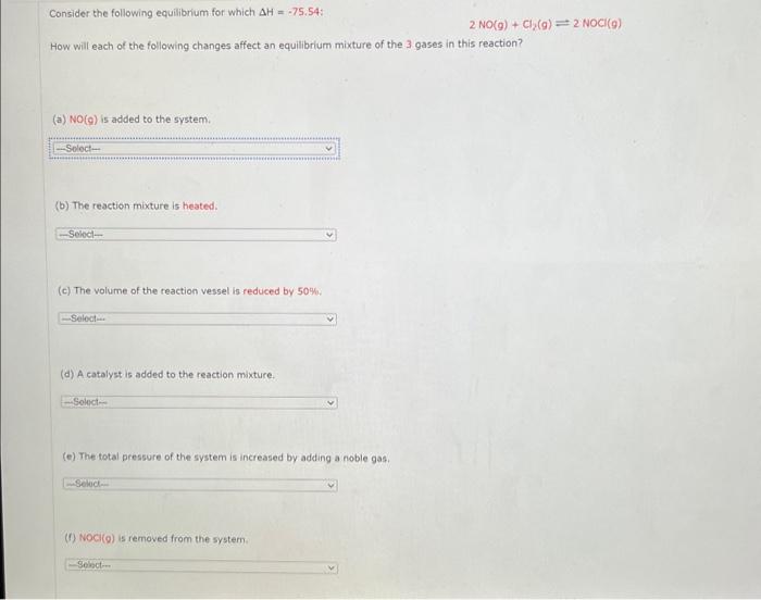 Solved Consider the following equilibrium for which | Chegg.com