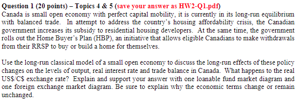 Solved Question 1 (20 ﻿points) - ﻿Topics 4 ﻿& 5 (save your | Chegg.com