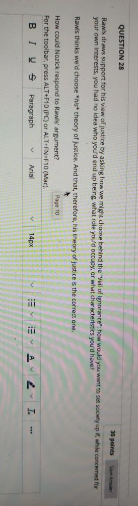 Solved QUESTION 28 30 points Save Answer Rawls draws support | Chegg.com