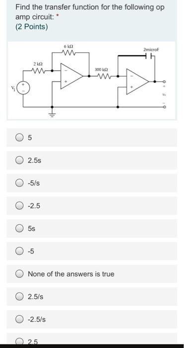 Solved Find the transfer function for the following op amp | Chegg.com