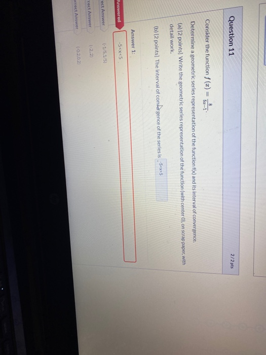 Solved Question 11 2/2 pts 5-1 Consider the function f (x) = | Chegg.com