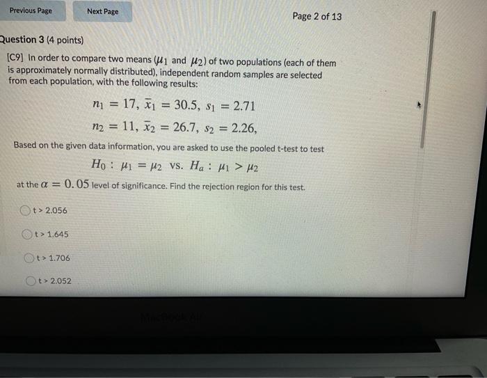 Solved Previous Page Next Page Page 2 of 13 Question 3 (4 | Chegg.com