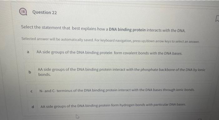 Solved Select the statement that best explains how a DNA | Chegg.com