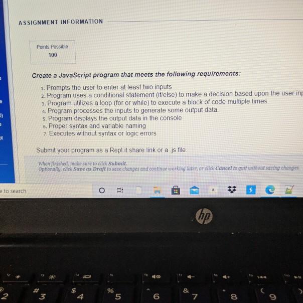 ASSIGNMENT INFORMATION Points Possible 100 Create a | Chegg.com