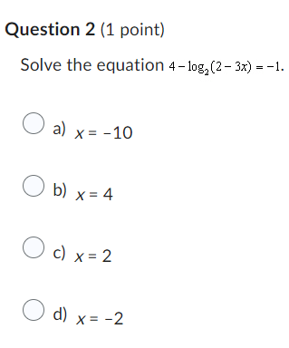 Solved Question 2 (1 ﻿point)Solve the equation | Chegg.com