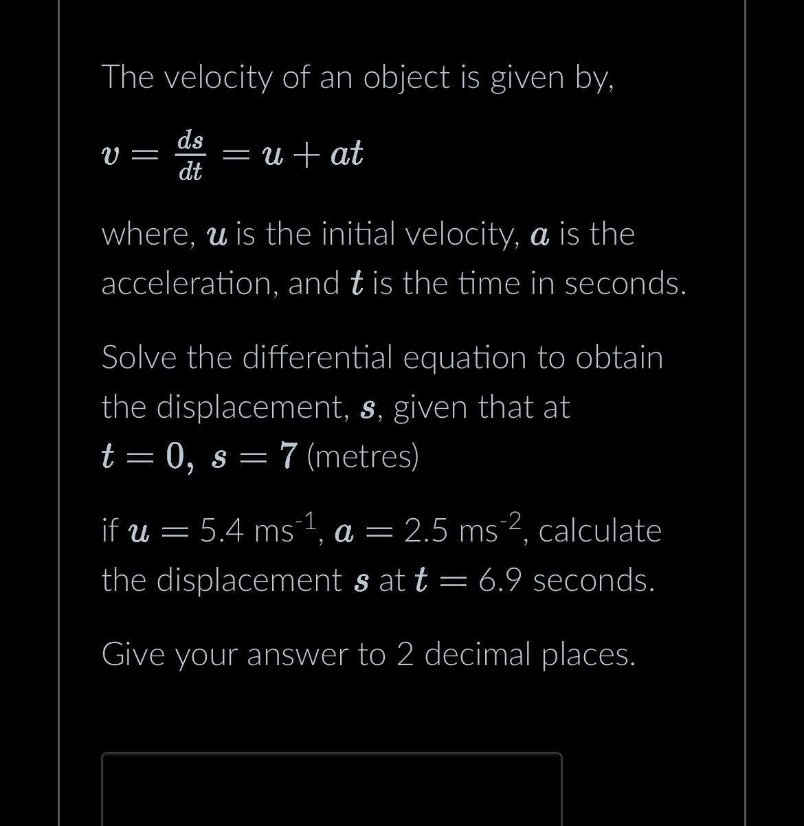 Solved The velocity of an object is given | Chegg.com