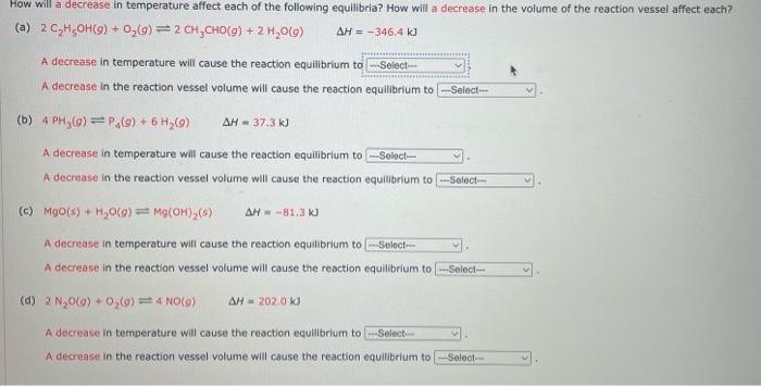 How will a decrease in temperature affect each of the | Chegg.com