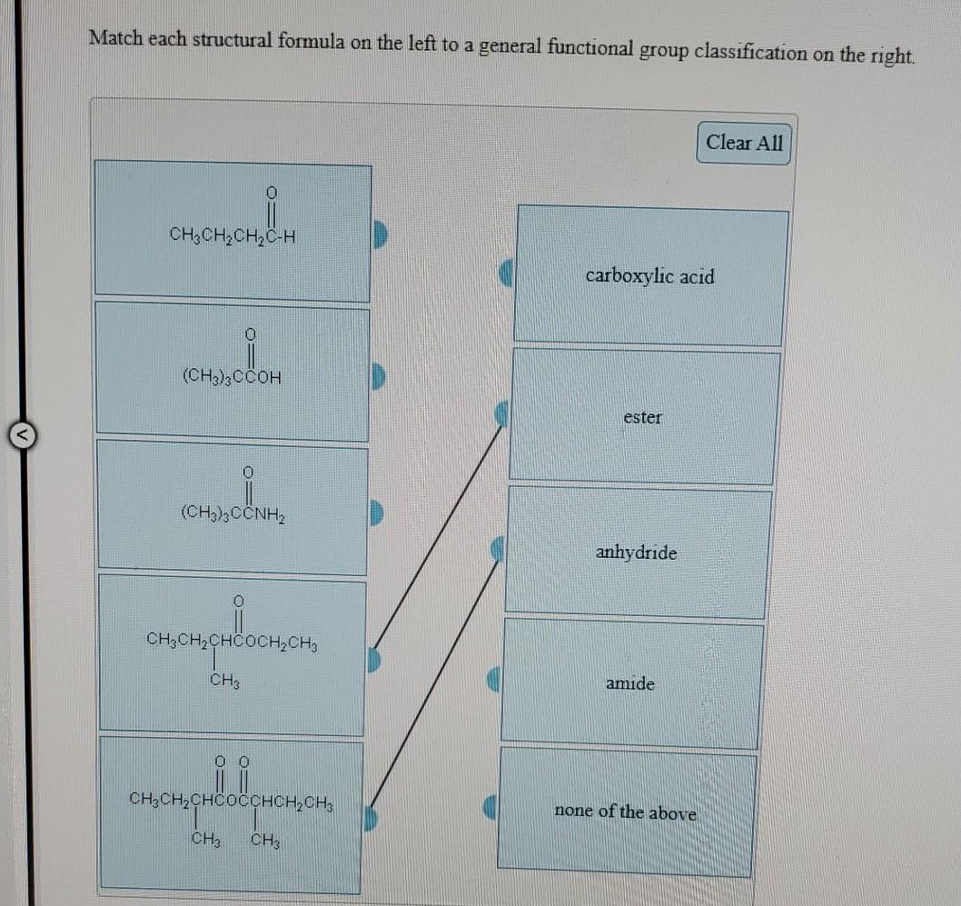 Solved Match each structural formula on the left to a | Chegg.com