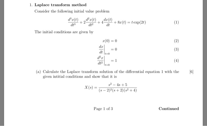 Solved 1. Laplace transform method Consider the following | Chegg.com