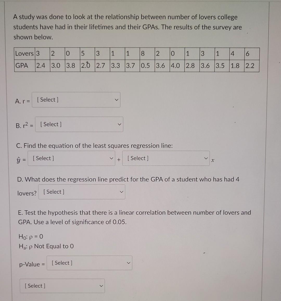 Solved A study was done to look at the relationship between | Chegg.com
