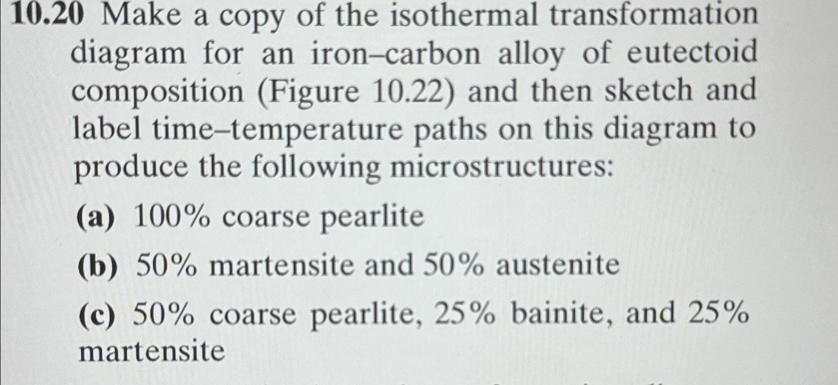 Solved 10.20 ﻿Make a copy of the isothermal transformation | Chegg.com