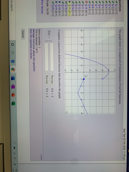 Solved Due Tue 02/04/2020 11:59 pm The graph below is | Chegg.com