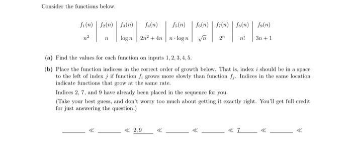 Solved Consider the functions below. (a) Find the values for | Chegg.com