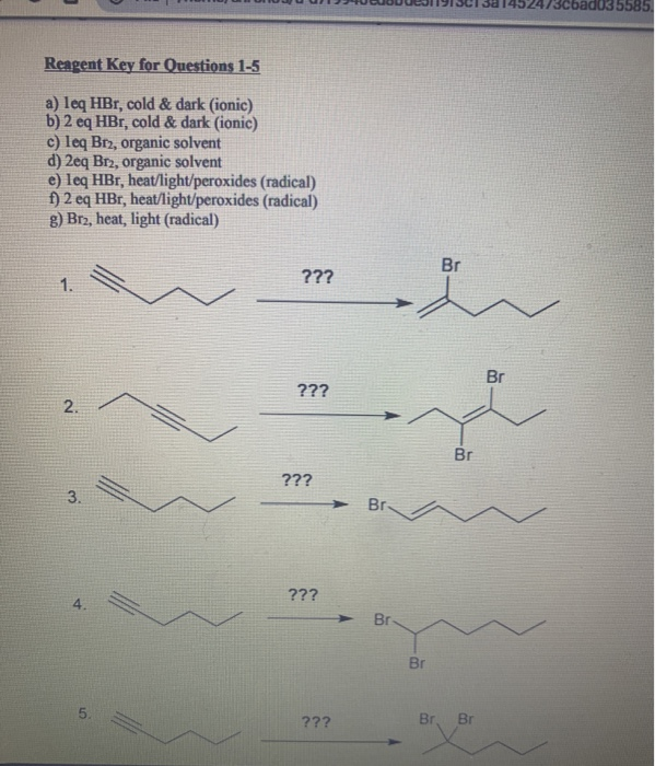 Solved Using the reagent key, select reagent for reaction in