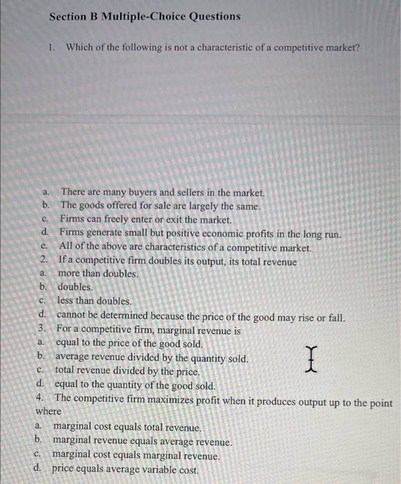 Solved Section B Multiple-Choice Questions 1. Which Of The | Chegg.com