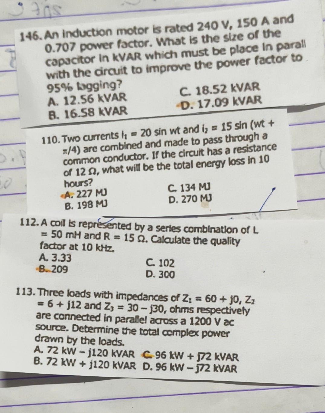 Solved 146. An induction motor is rated 240 V,150 A and | Chegg.com