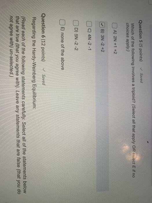 Solved Question 5 (5 points) Saved Which of the following | Chegg.com