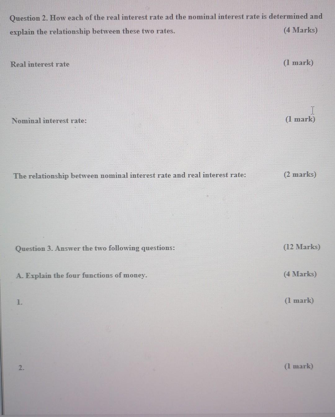 Solved Question 2. How each of the real interest rate ad the | Chegg.com